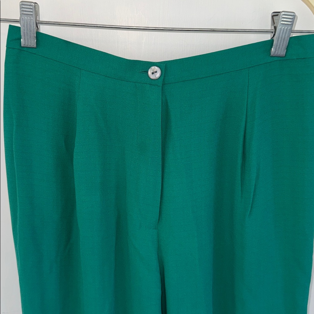 NWT Vintage Casual Corner Teal Green Silk Pants Sz 8 13" high rise 30" inseam - Picture 2 of 6
